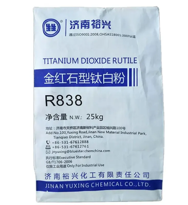 Bluestar Jinan Yuxing R838 Diossido di titanio rutile con Si-Al Inorganico + Organico Trattamento di superficie composito per alta bianchezza ed eccellente dispersione nei sistemi ad acqua